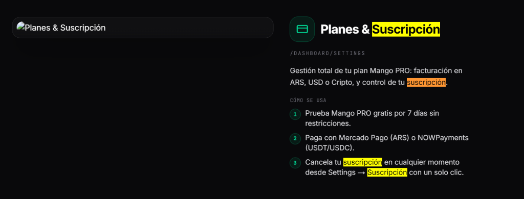 Planes & Suscripción